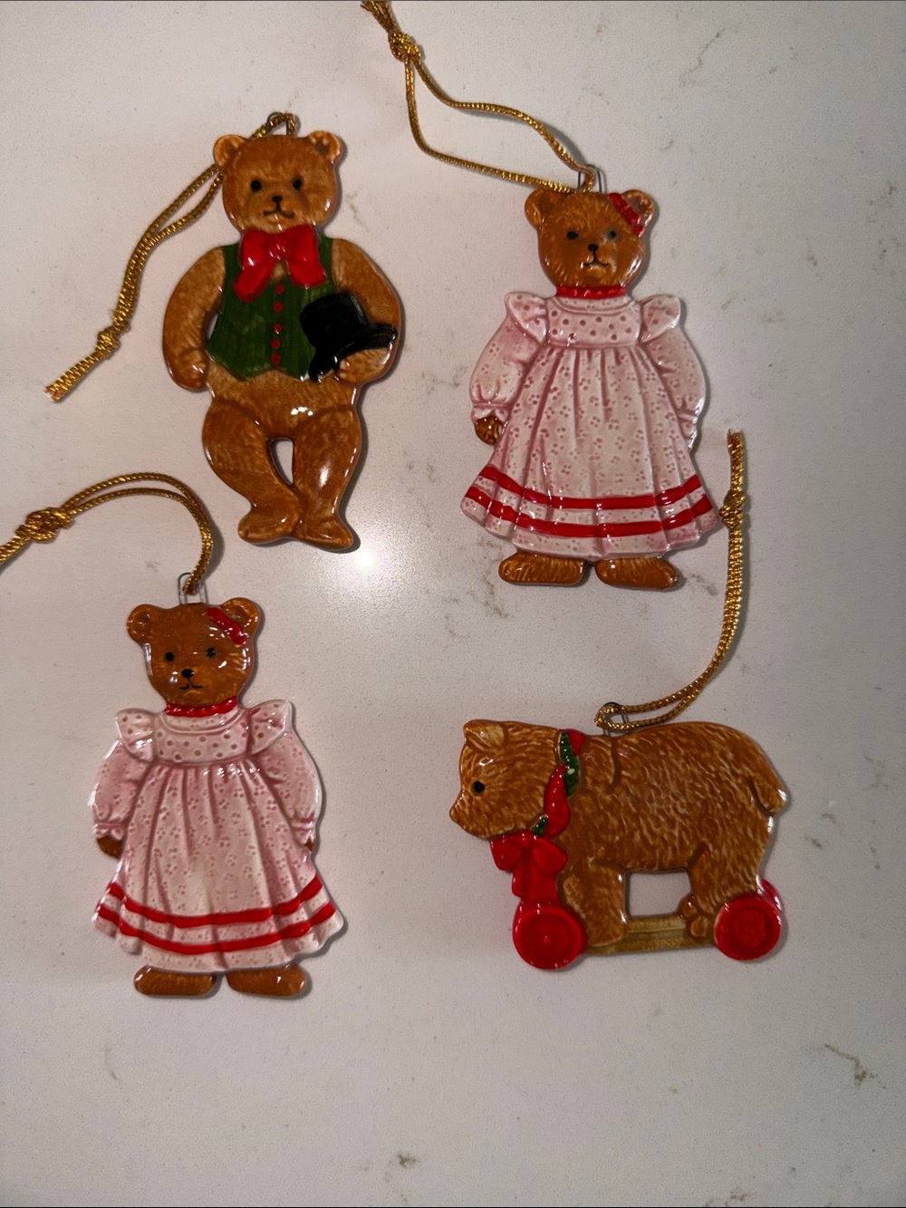 Schmid Gordon Fraser Vintage Ceramic Bear Ornaments (4) 1983-84
